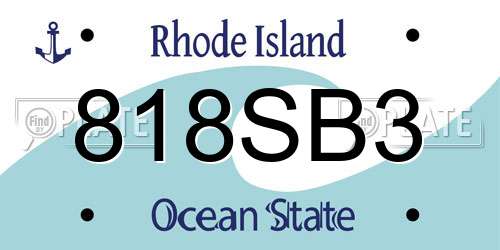 818SB3 Rhode Island License Plate