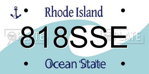 818SSE Rhode Island License Plate