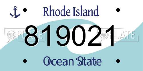 819021 Rhode Island License Plate