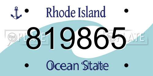 819865 Rhode Island License Plate
