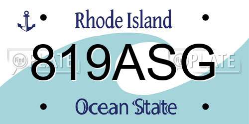 819ASG Rhode Island License Plate