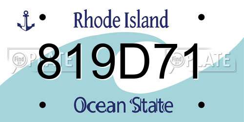 819D71 Rhode Island License Plate