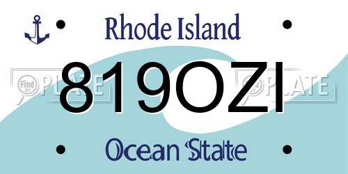 819OZI Rhode Island License Plate