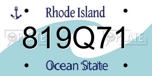 819Q71 Rhode Island License Plate