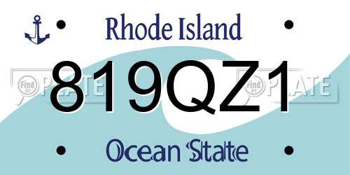819QZ1 Rhode Island License Plate