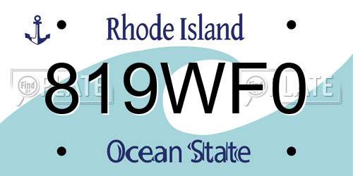 819WF0 Rhode Island License Plate