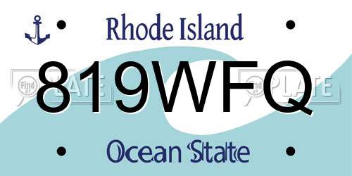 819WFQ Rhode Island License Plate