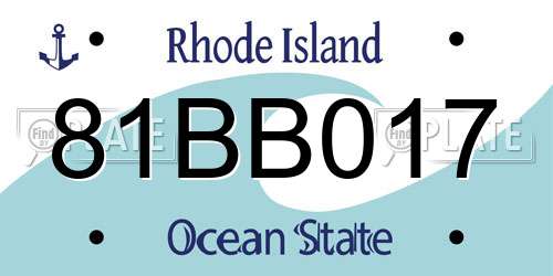 81BB017 Rhode Island License Plate