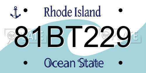 81BT229 Rhode Island License Plate
