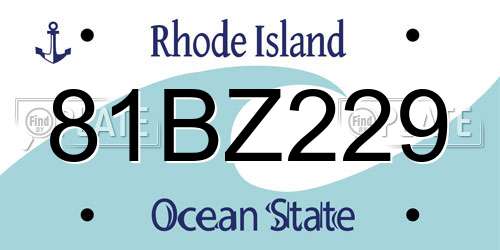 81BZ229 Rhode Island License Plate