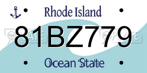 81BZ779 Rhode Island License Plate