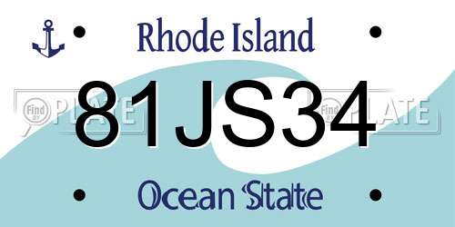 81JS34 Rhode Island License Plate