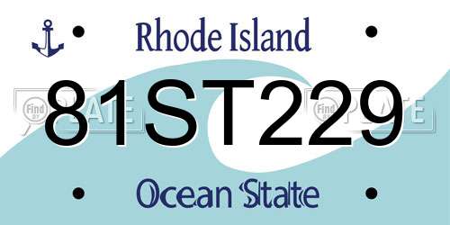 81ST229 Rhode Island License Plate