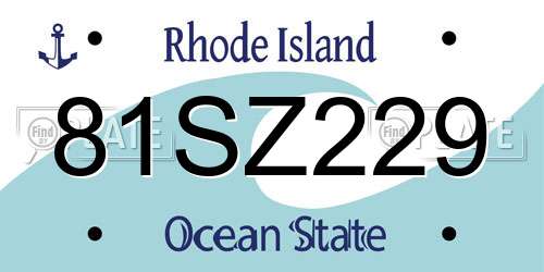 81SZ229 Rhode Island License Plate