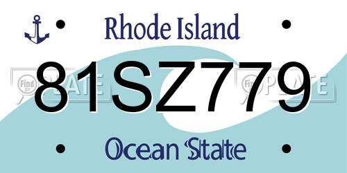 81SZ779 Rhode Island License Plate
