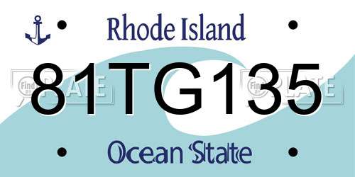 81TG135 Rhode Island License Plate