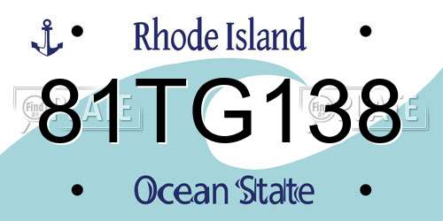 81TG138 Rhode Island License Plate