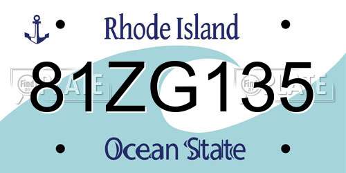 81ZG135 Rhode Island License Plate