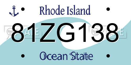 81ZG138 Rhode Island License Plate