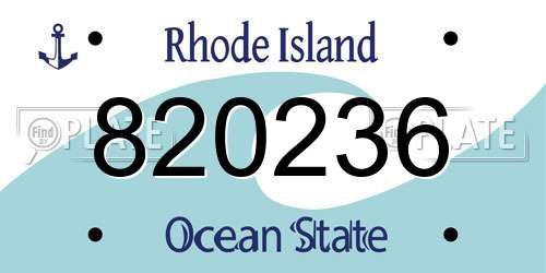 820236 Rhode Island License Plate
