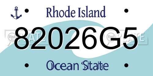 82026G5 Rhode Island License Plate