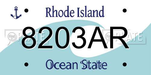 8203AR Rhode Island License Plate