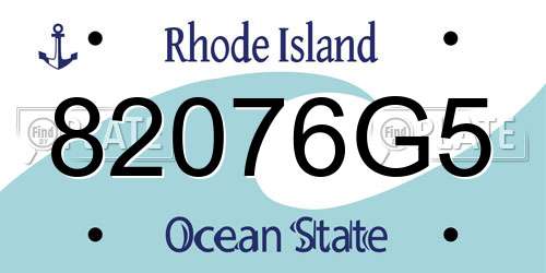 82076G5 Rhode Island License Plate