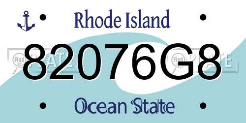 82076G8 Rhode Island License Plate