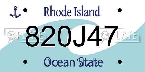 820J47 Rhode Island License Plate