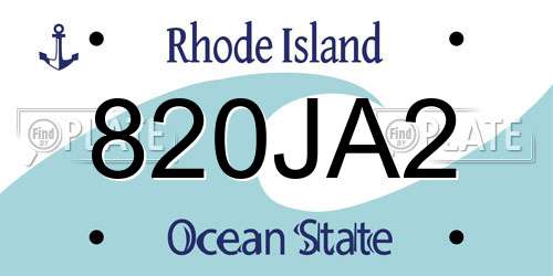 820JA2 Rhode Island License Plate
