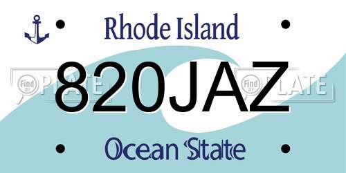820JAZ Rhode Island License Plate
