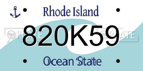 820K59 Rhode Island License Plate