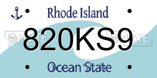 820KS9 Rhode Island License Plate