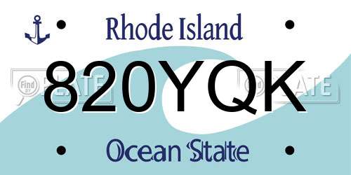 820YQK Rhode Island License Plate