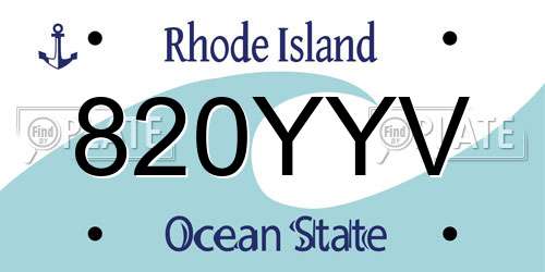 820YYV Rhode Island License Plate
