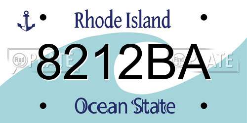 8212BA Rhode Island License Plate