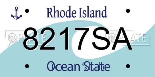 8217SA Rhode Island License Plate