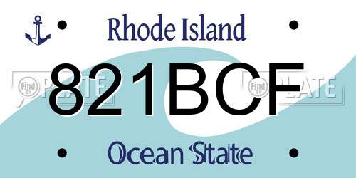 821BCF Rhode Island License Plate
