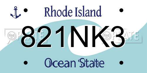 821NK3 Rhode Island License Plate
