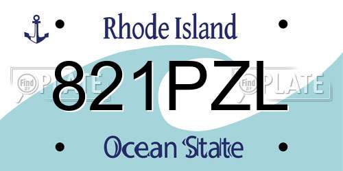 821PZL Rhode Island License Plate