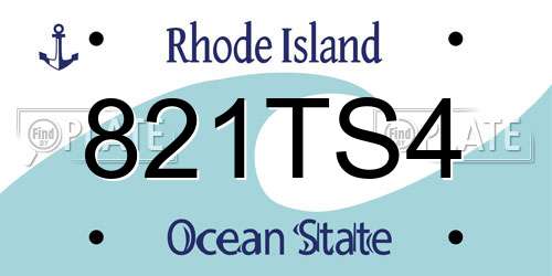 821TS4 Rhode Island License Plate