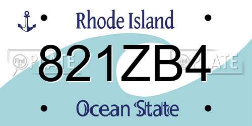821ZB4 Rhode Island License Plate