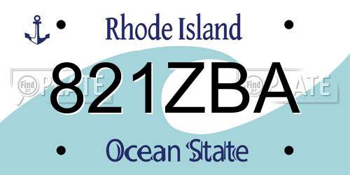 821ZBA Rhode Island License Plate