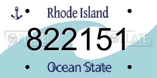 822151 Rhode Island License Plate