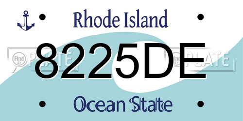 8225DE Rhode Island License Plate