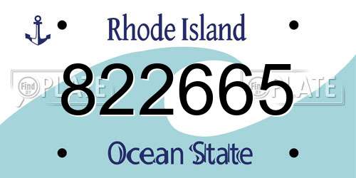 822665 Rhode Island License Plate