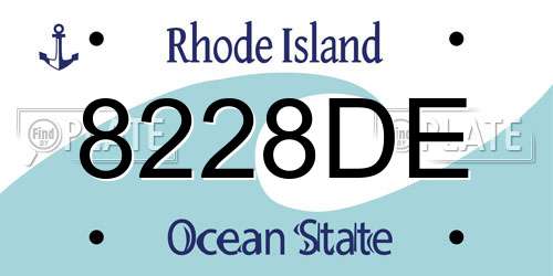 8228DE Rhode Island License Plate