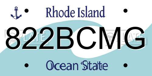 822BCMG Rhode Island License Plate