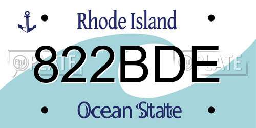 822BDE Rhode Island License Plate