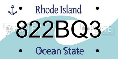 822BQ3 Rhode Island License Plate